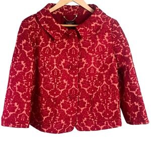 Talbots Red Floral Tapestry Brocade Button Blazer Jacket 8 Jackie O Retro NWT